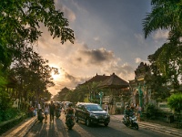 DSC3681  Sunset along the main street in Central Ubud.